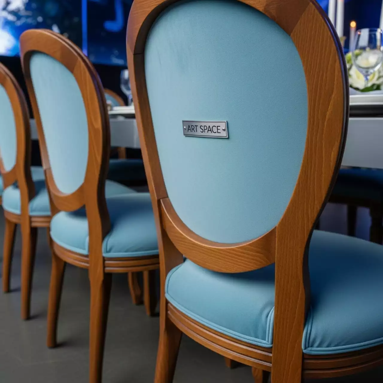 Аренда Стул обеденный Carmel голубой в Сириус Арене — ART SPACE