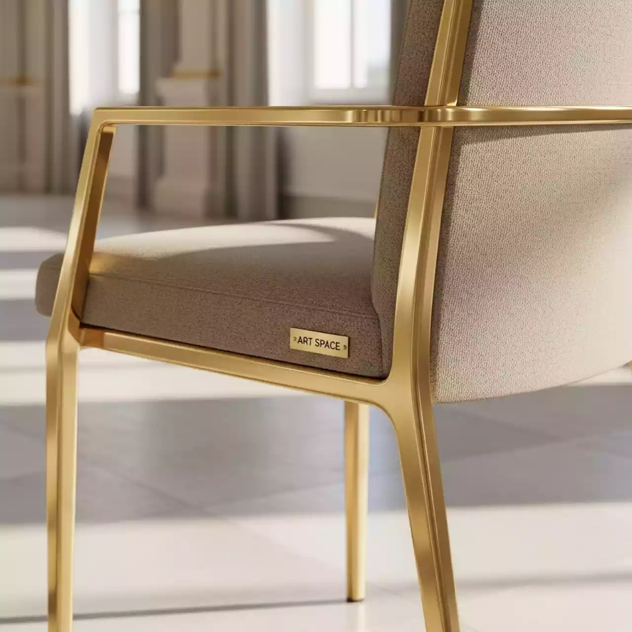 Аренда Стул обеденный Viri бежевый глянцевое золото в Stella di Mosca — ART SPACE