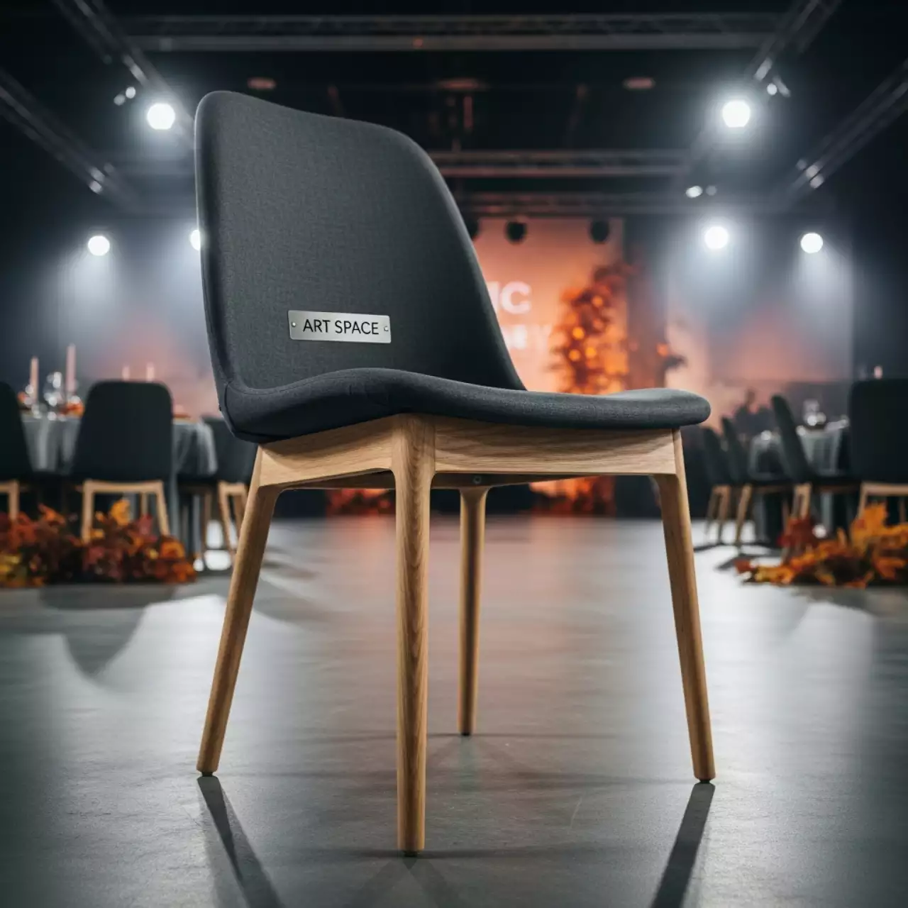 Аренда Стул обеденный Zubo темно серый деревянные ножки в VK Stadium Sirius — ART SPACE