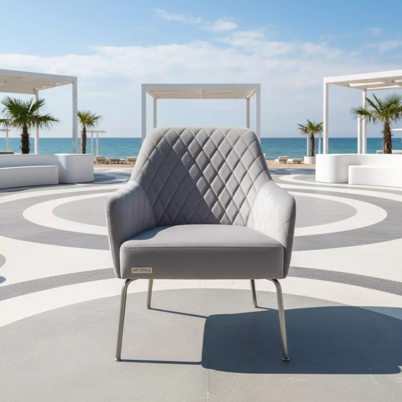 Аренда Стул Одди Diamond велюр светло серый в пляжном комплексе VinoGrad — ART SPACE
