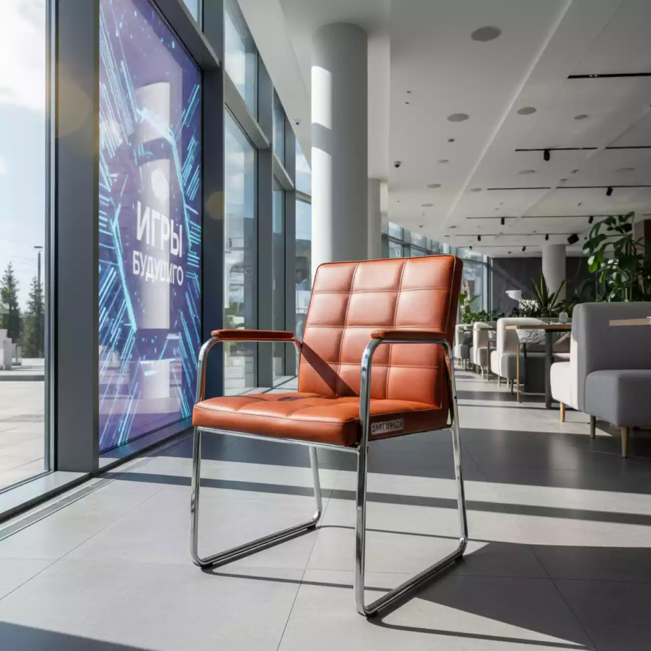 Аренда Стул офисный кожаный Kuadra темно рыжий в ресторане «Магадан» — ART SPACE