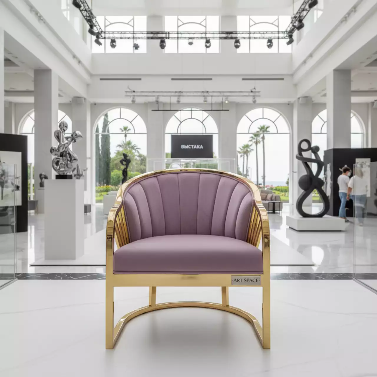 Аренда Стул ОКТАВА золотой лиловый бархат в Rodina Grand Hotel & SPA — ART SPACE