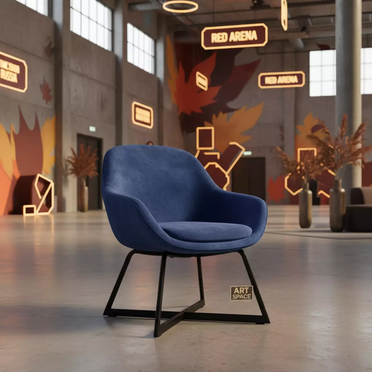 Аренда Стул Olys синий велюр ножки металл х в Red Arena — ART SPACE