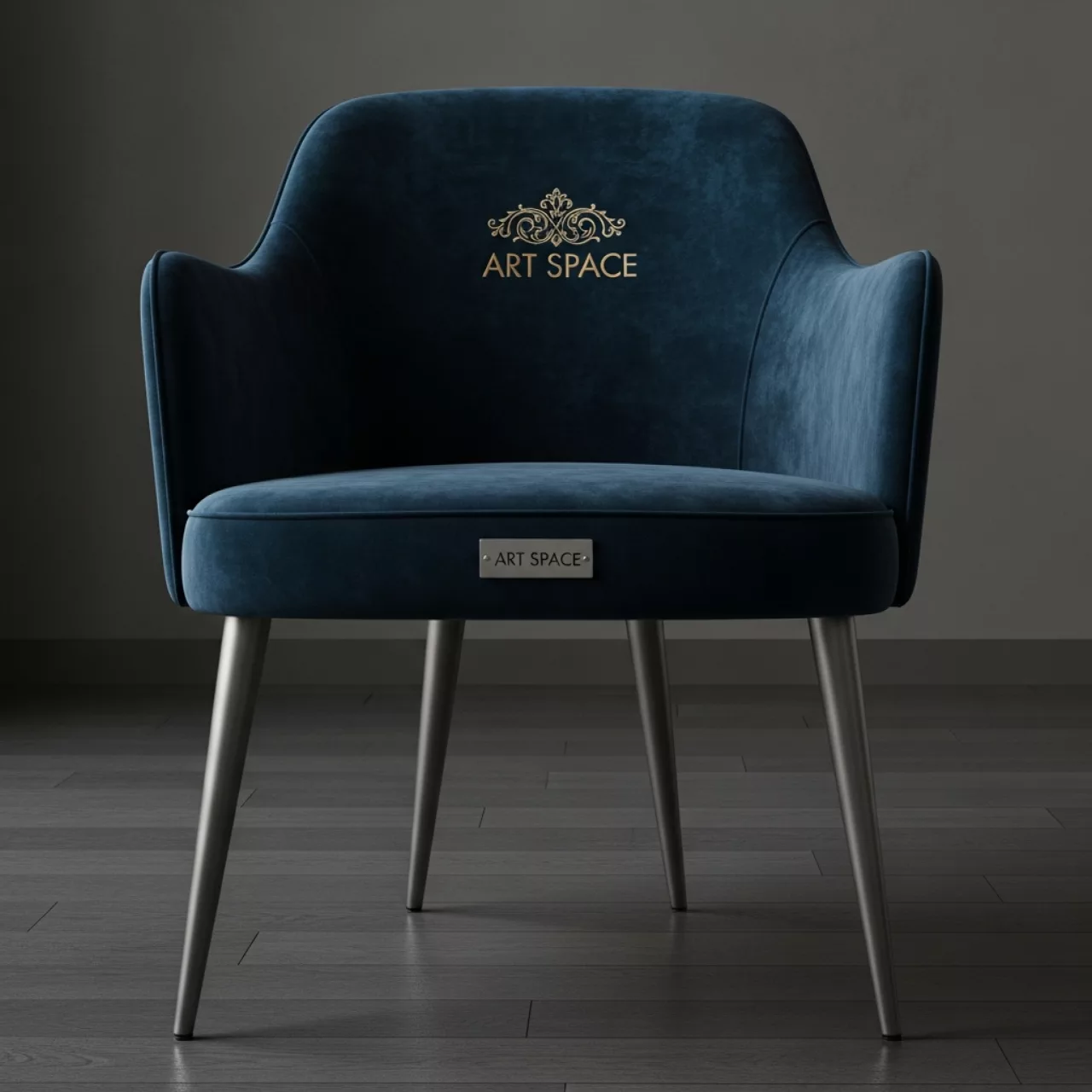 Аренда Стул Olys велюр Connect ножки металл RAL муар с вышивкой на спинке в ресторане «Плакучая Ива» — ART SPACE