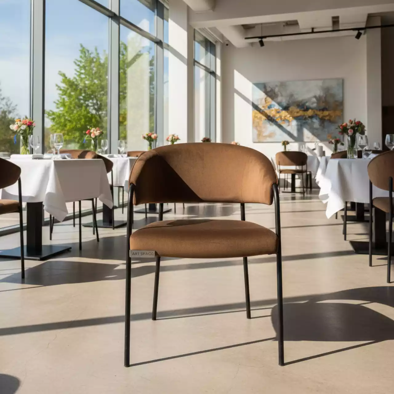 Аренда Стул Olys велюр Newtone brown металлический в ресторане «Баран-Рапан» — ART SPACE