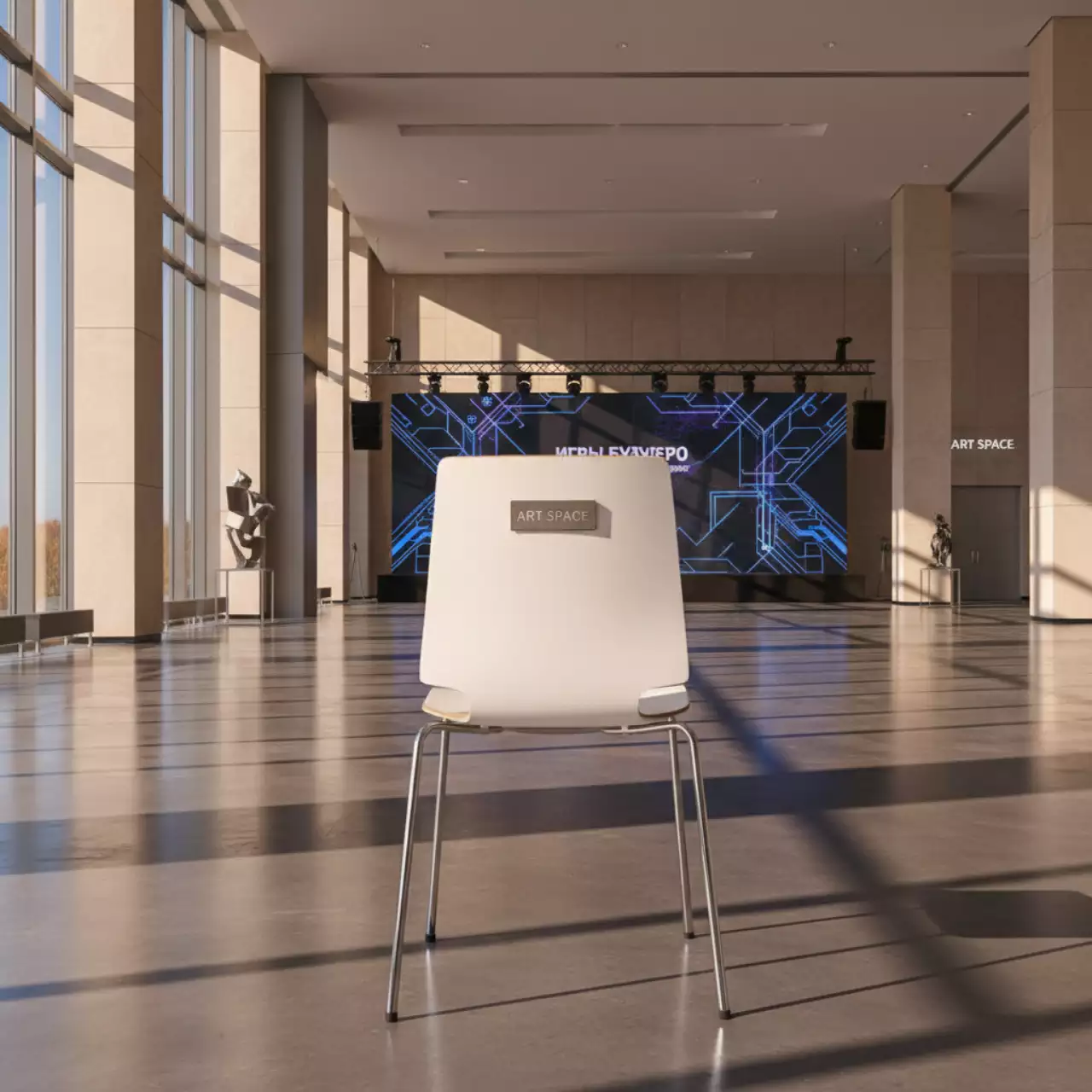 Аренда Стул пластиковый белый SHF W хромированные ножки в Imeretinskiy Hotel — ART SPACE