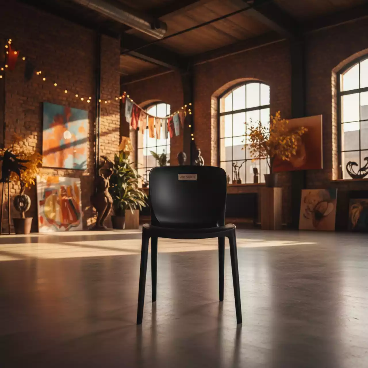 Аренда Стул пластиковый черный Herman в лофте «Студия 21» — ART SPACE