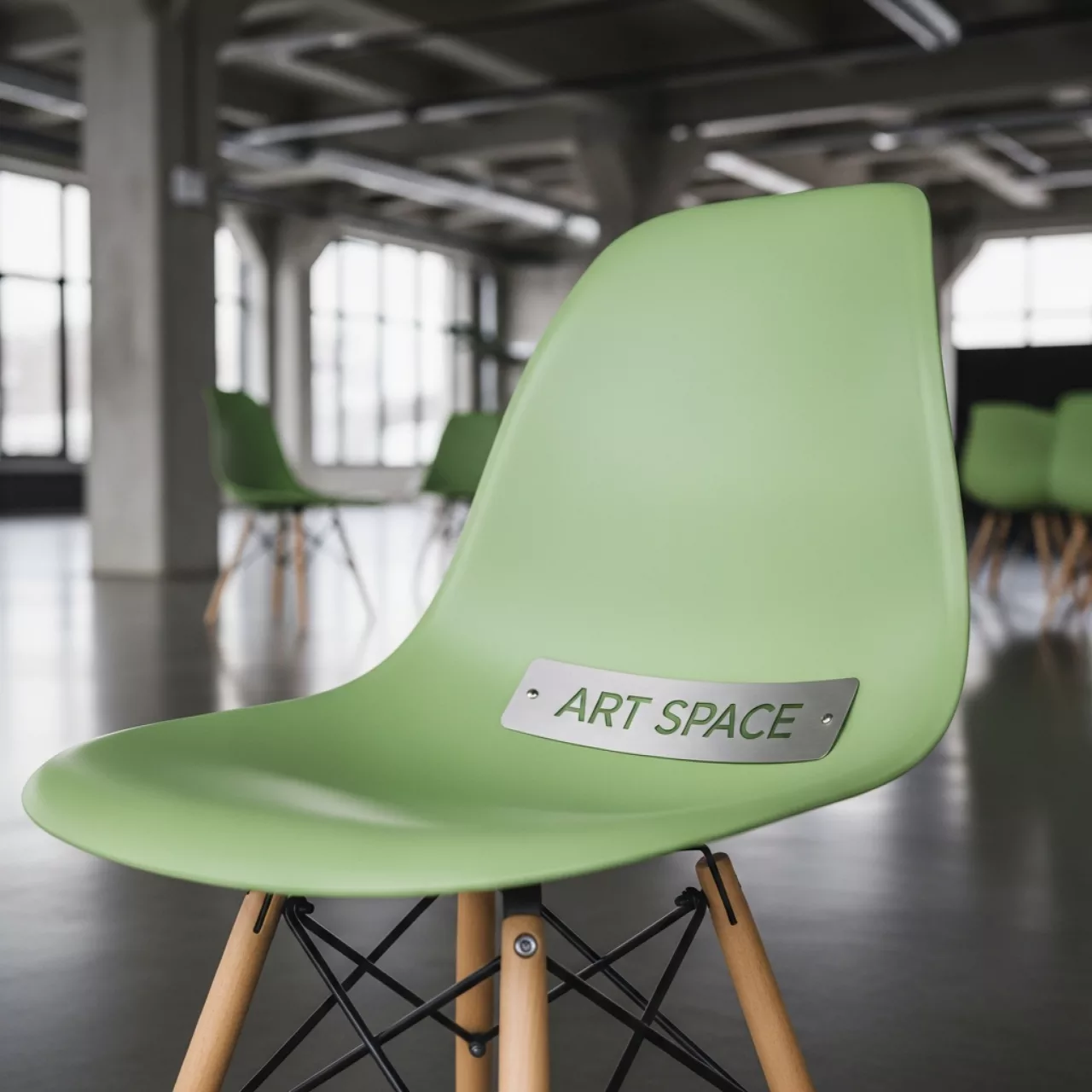 Аренда Стул пластиковый Eames фисташковый каркас бук в ресторане «D.O.M» — ART SPACE