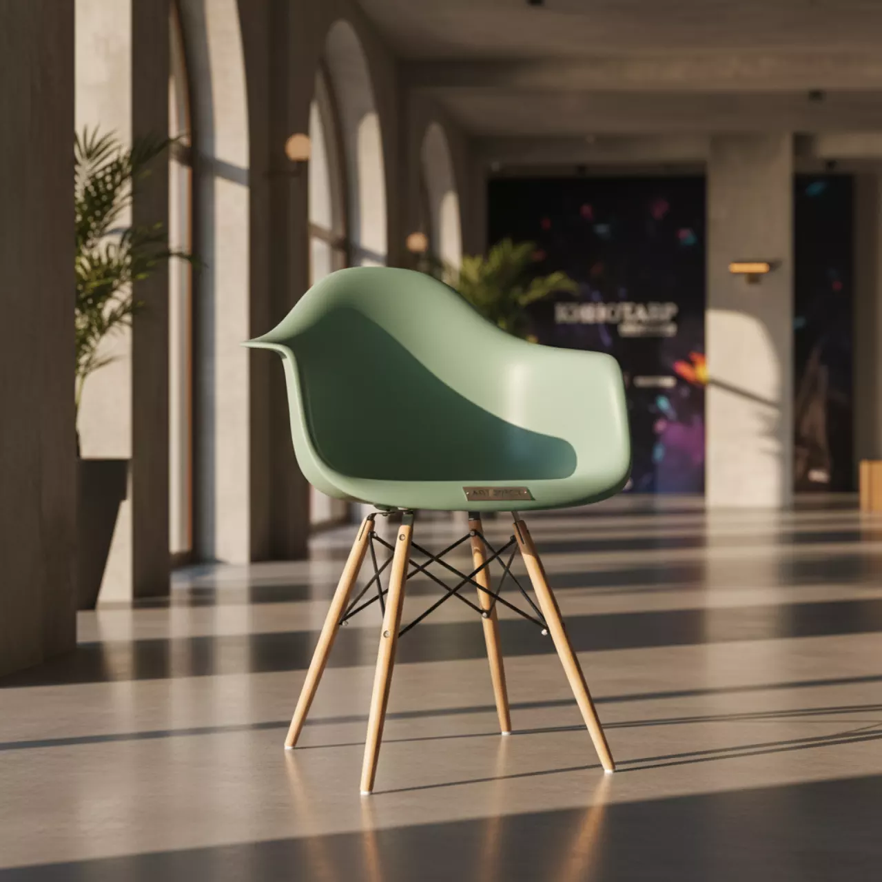 Аренда Стул пластиковый Eames каркас бук фисташковый в Boutique Hotel PORTUM 1905 — ART SPACE