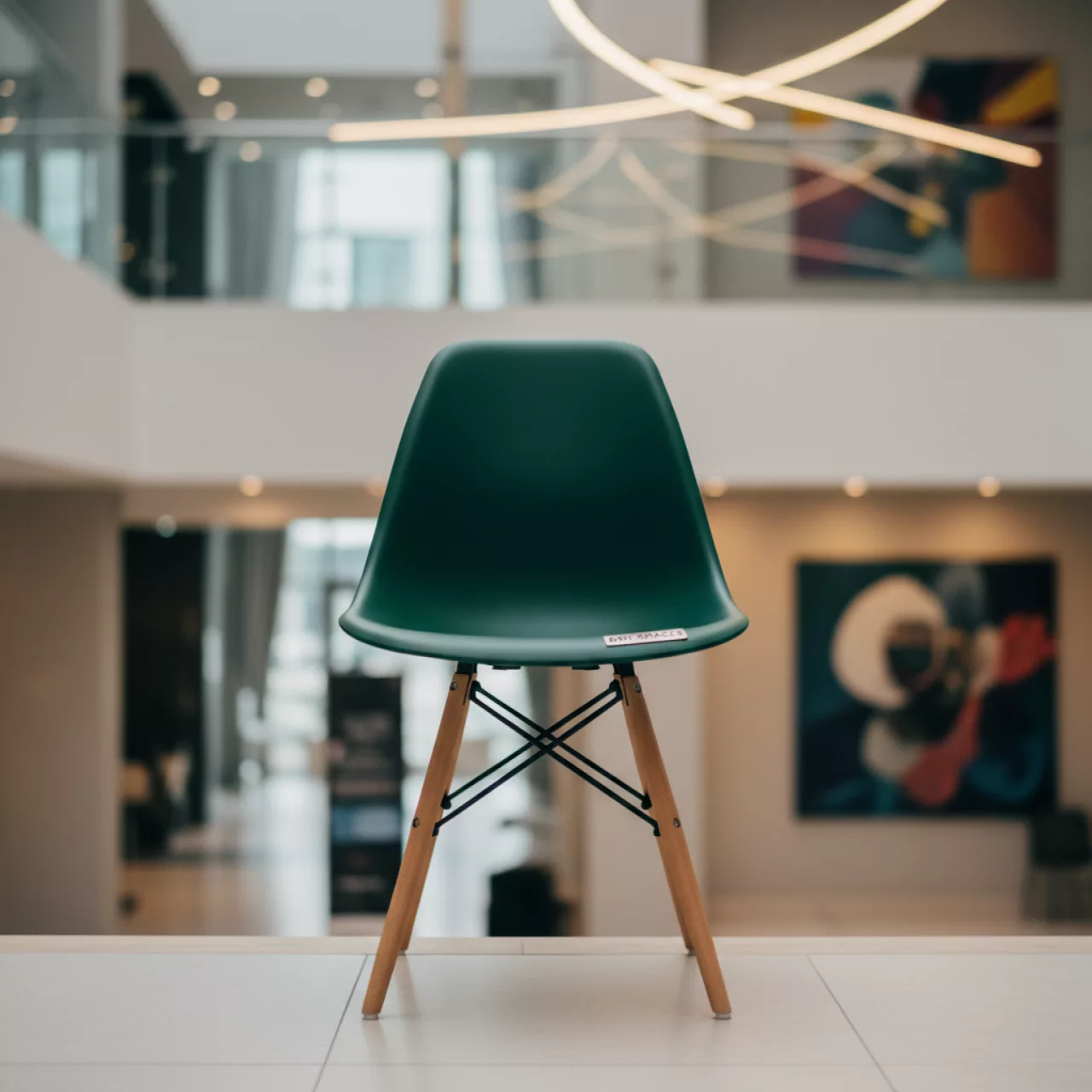 Аренда Стул пластиковый Eames каркас бук темно зеленый в Radisson Blu Resort & Congress Centre — ART SPACE