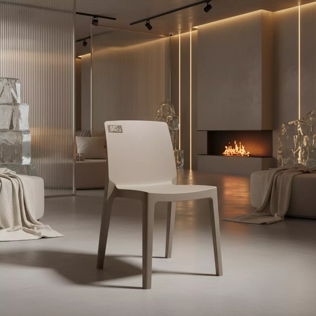 Аренда Стул пластиковый Ginevra лен в Alpha Sirius — ART SPACE