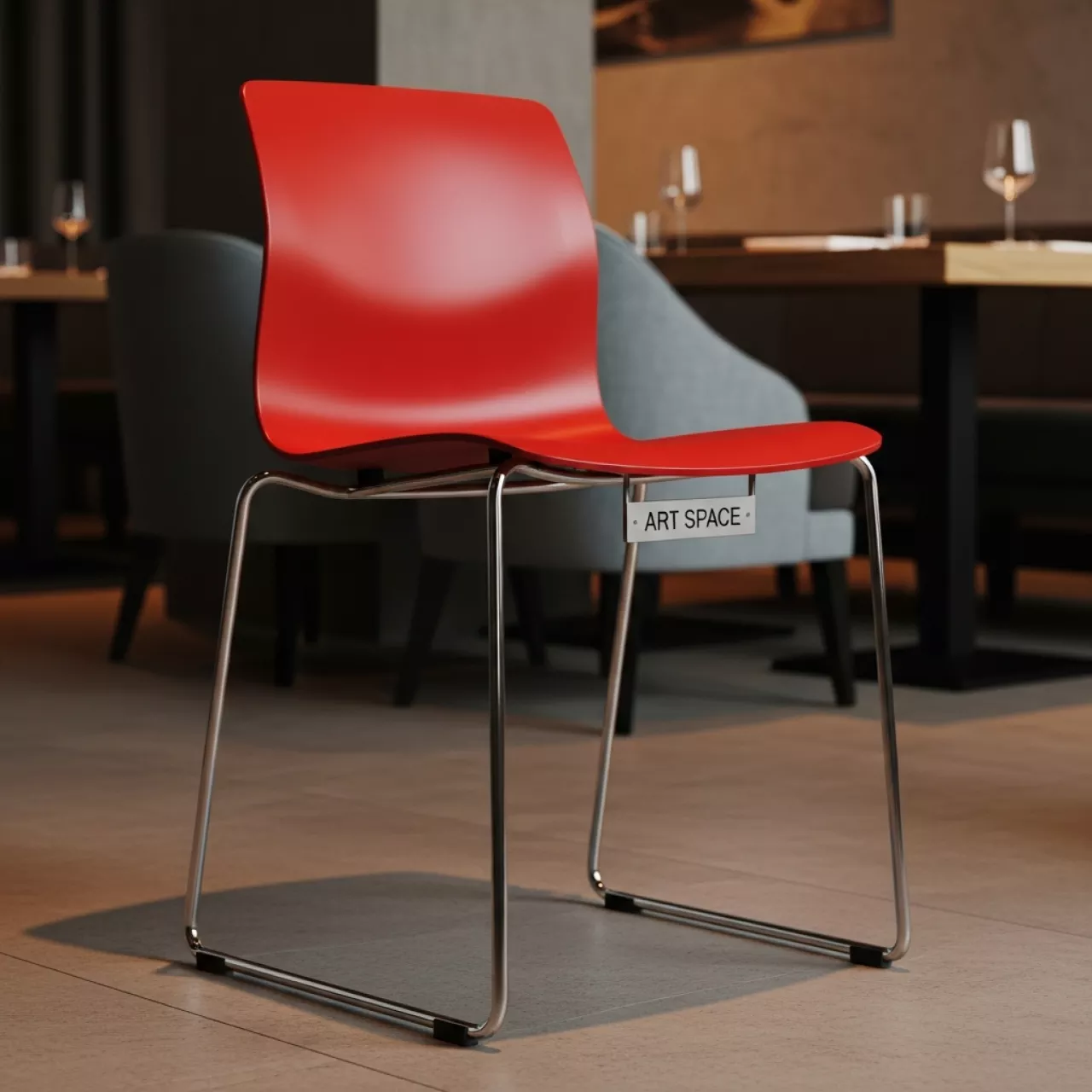 Аренда Стул пластиковый красный Изо в ресторане «Баран-Рапан» — ART SPACE