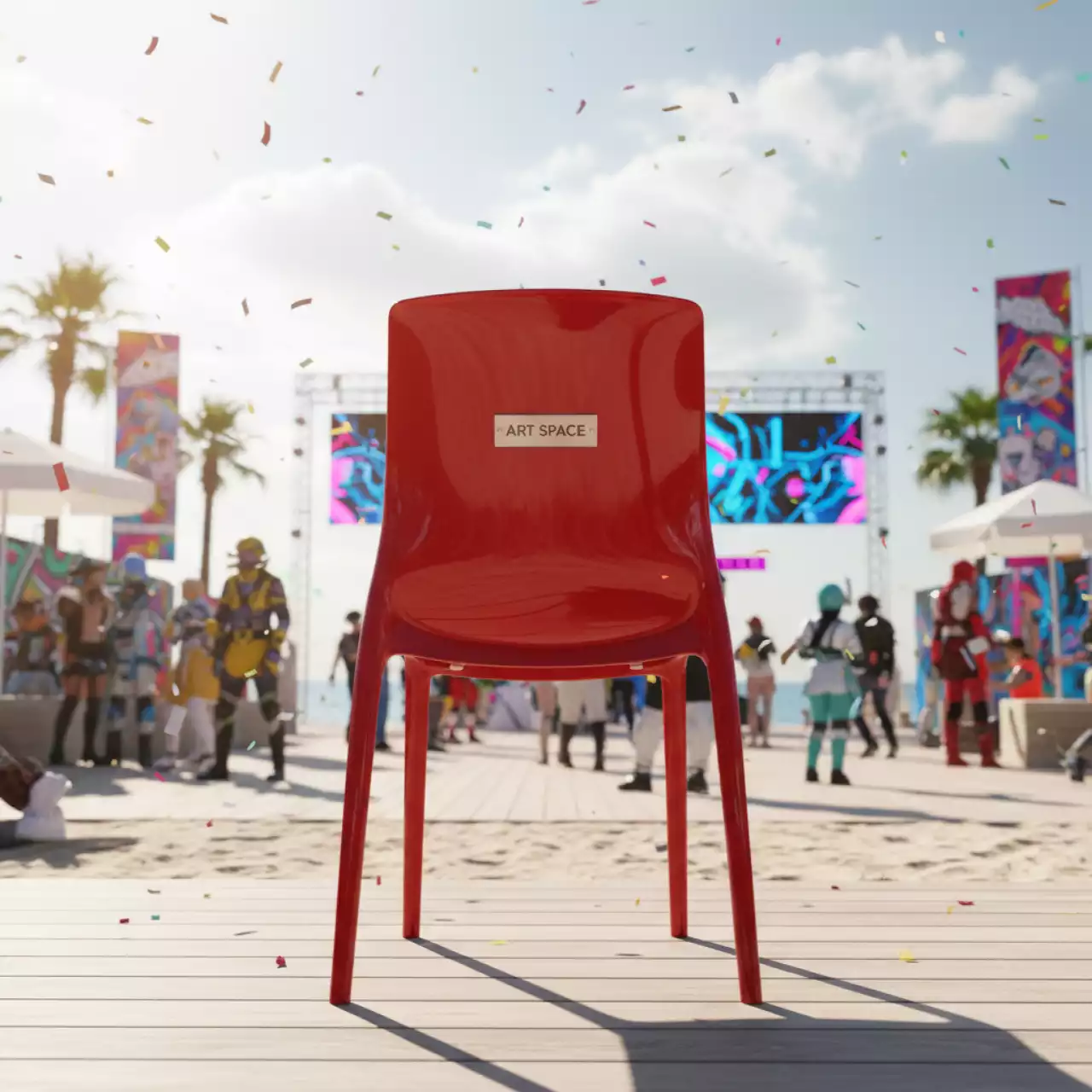 Аренда Стул пластиковый красный Snille в пляжном клубе Del Mar — ART SPACE