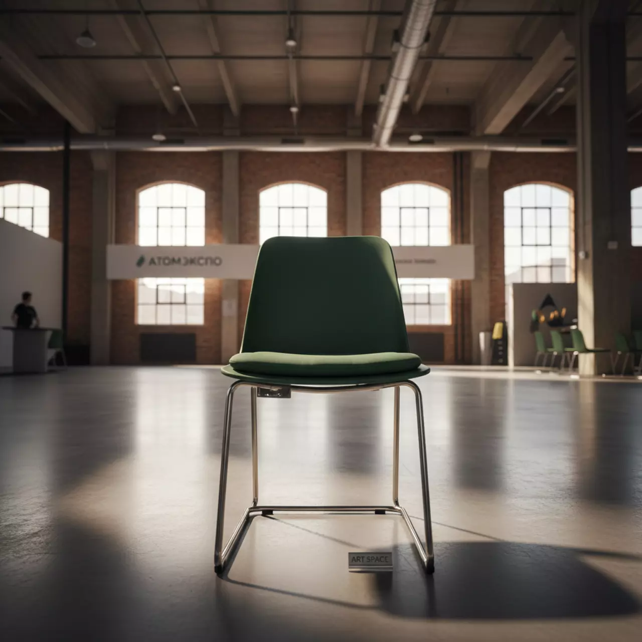 Аренда Стул пластиковый на полозьях с подушкой Mentha Go Green в VK Stadium Sirius — ART SPACE