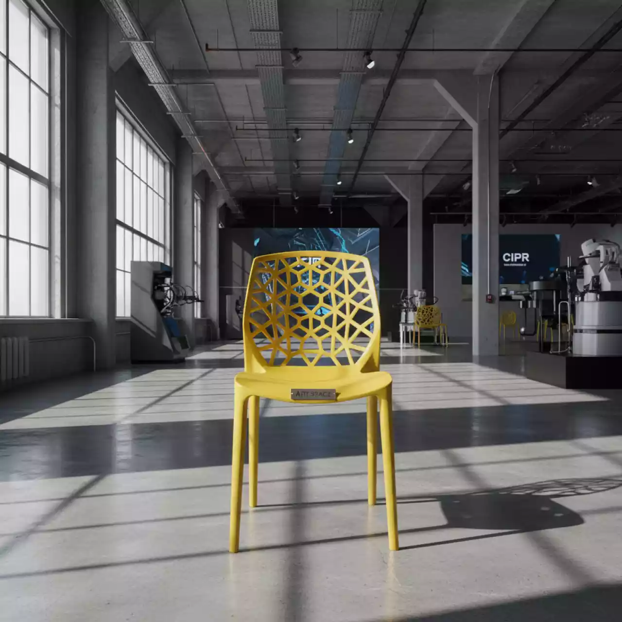 Аренда Стул пластиковый RoyalFamily Nico желтый в лофте «Студия 21» — ART SPACE