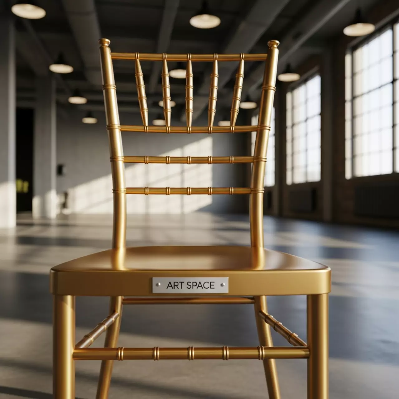 Аренда Стул пластиковый золотой Кьявари в МФК «Горный» — ART SPACE