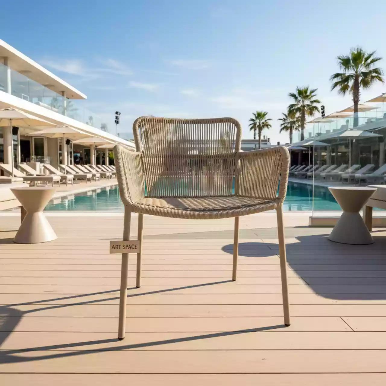 Аренда Стул плетеный из роупа LIO CH st001 W mua beige в пляжном клубе Del Mar — ART SPACE