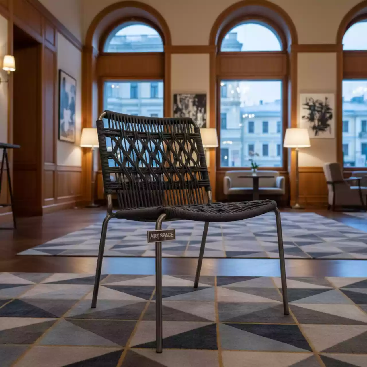 Аренда Стул плетеный из роупа MAR CH 001 RAL7024 SH темно серый в Boutique Hotel PORTUM 1905 — ART SPACE