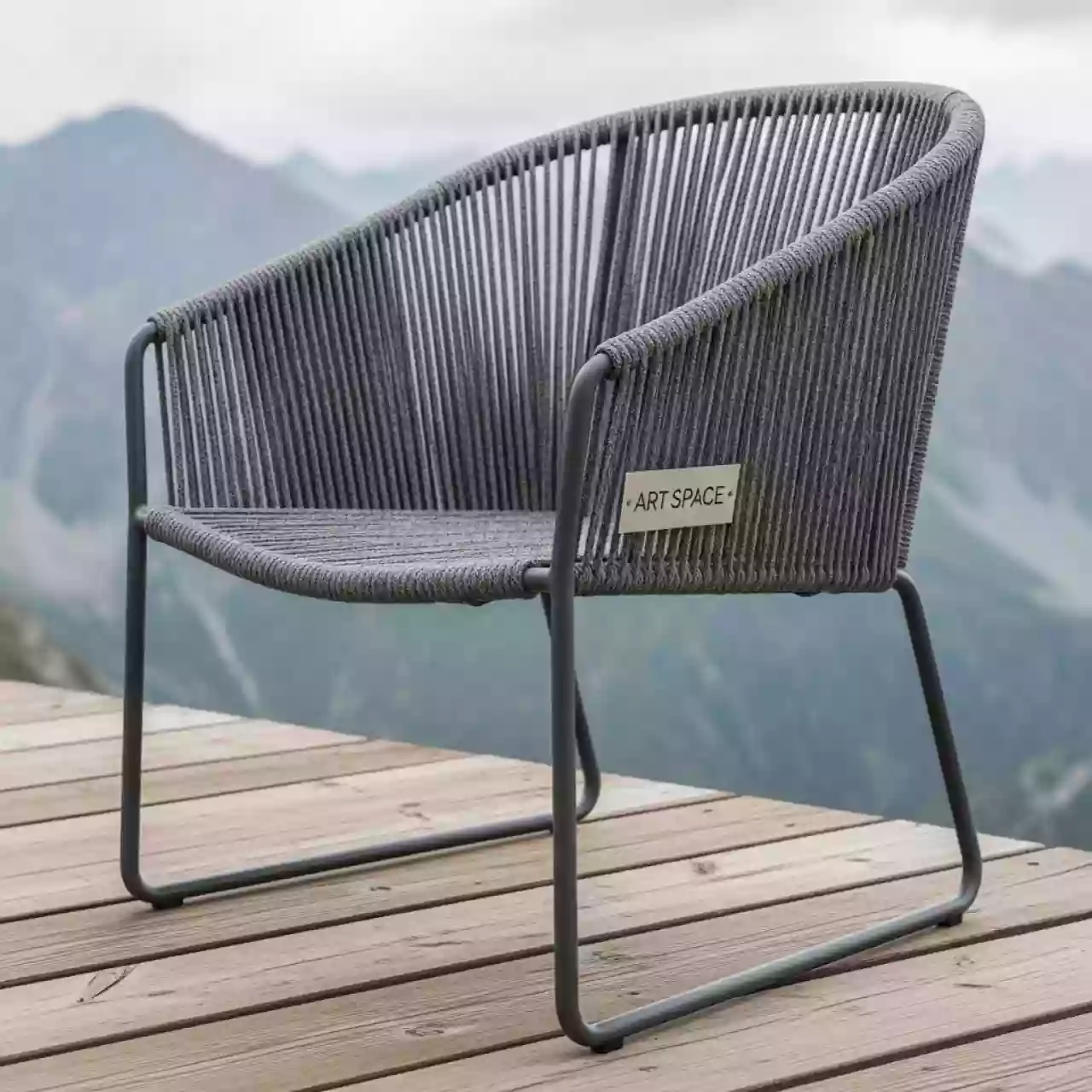 Аренда Стул плетеный из роупа MAR CH 001 W SH H grey N Ash на площадке Rosa Peak (2320м) — ART SPACE