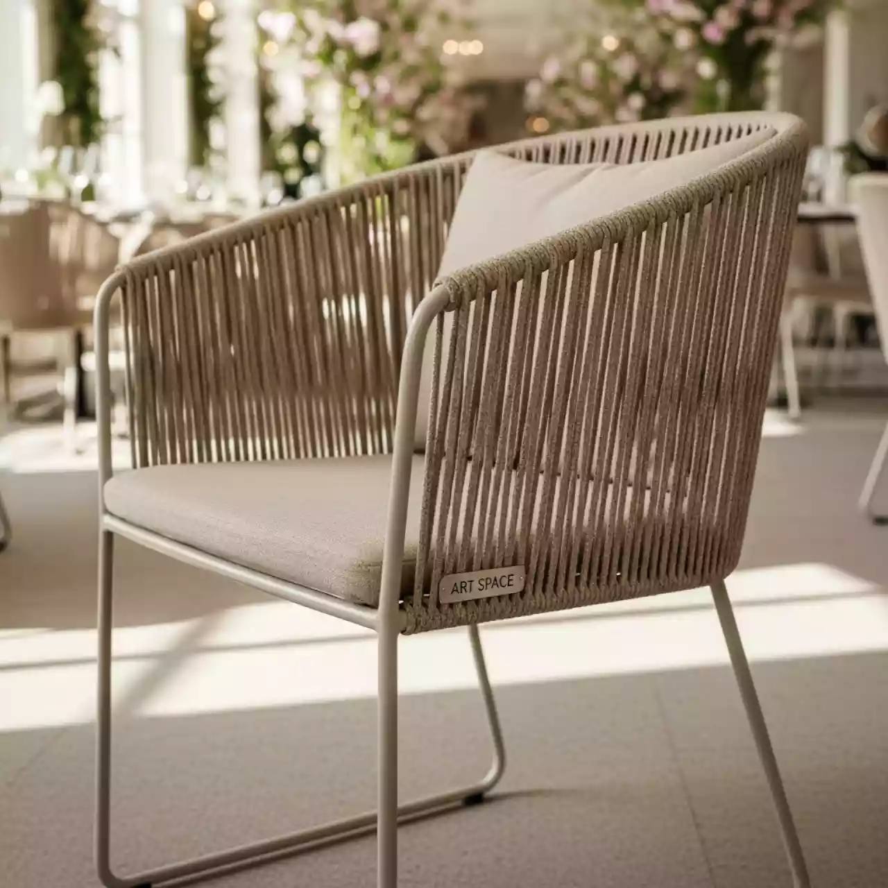 Аренда Стул плетеный из роупа MAR CH 002W beige в ресторане «La Terrazza» — ART SPACE