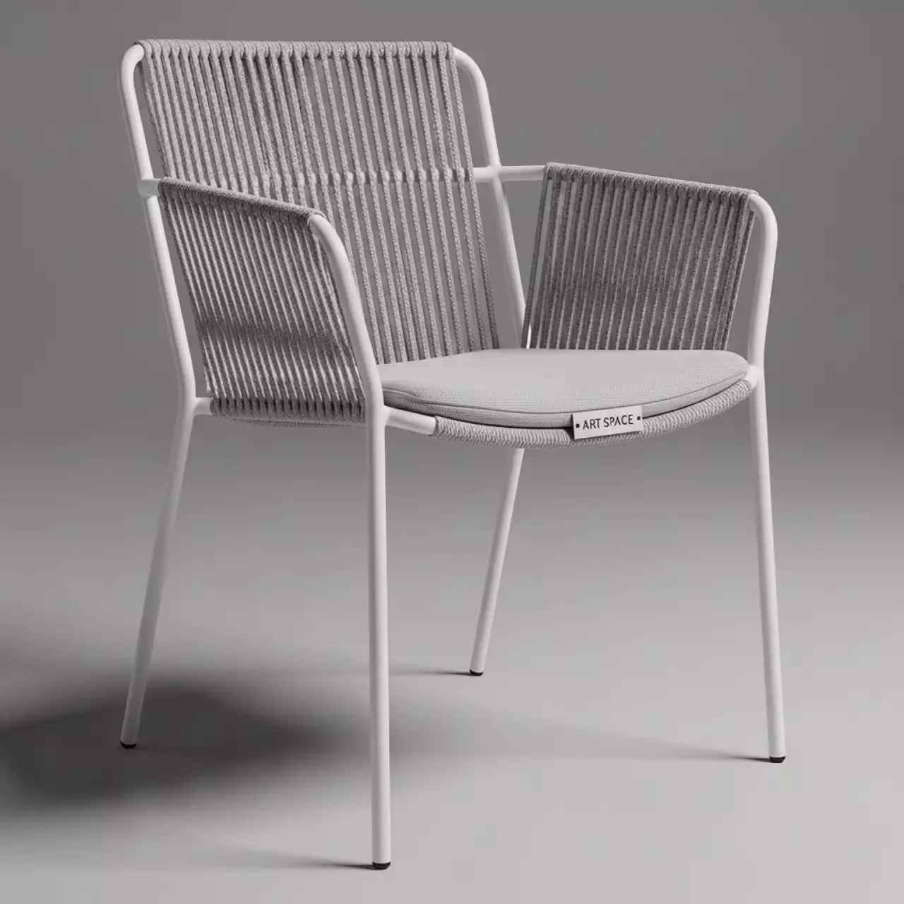 Аренда Стул плетеный Марсель из роупа белый каркас светло серый в отеле Radisson Lazurnaya — ART SPACE
