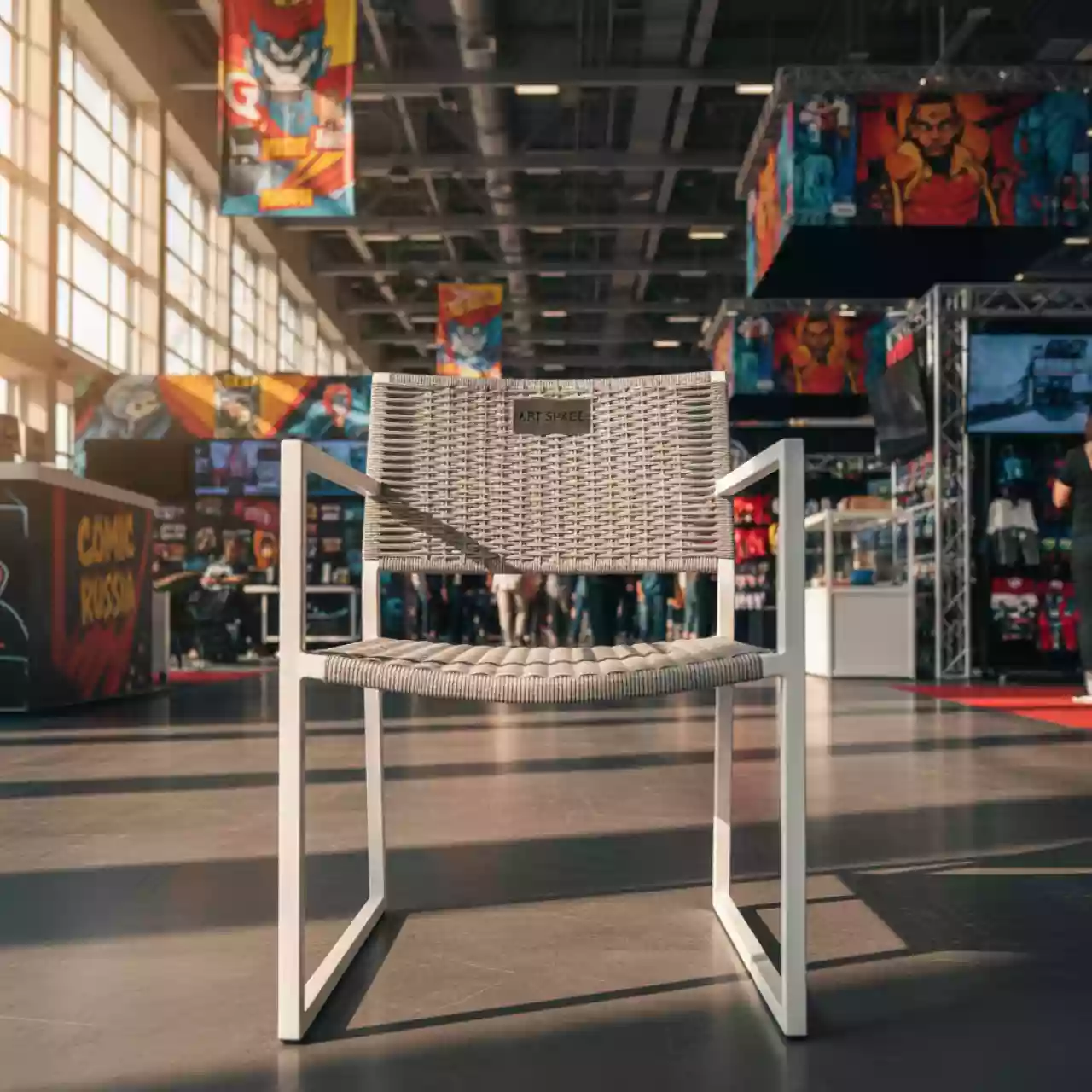 Аренда Стул плетеный Марсель из роупа каркас белый цвет светло серый MAR CH W H grey в Сочи Парк Отеле — ART SPACE