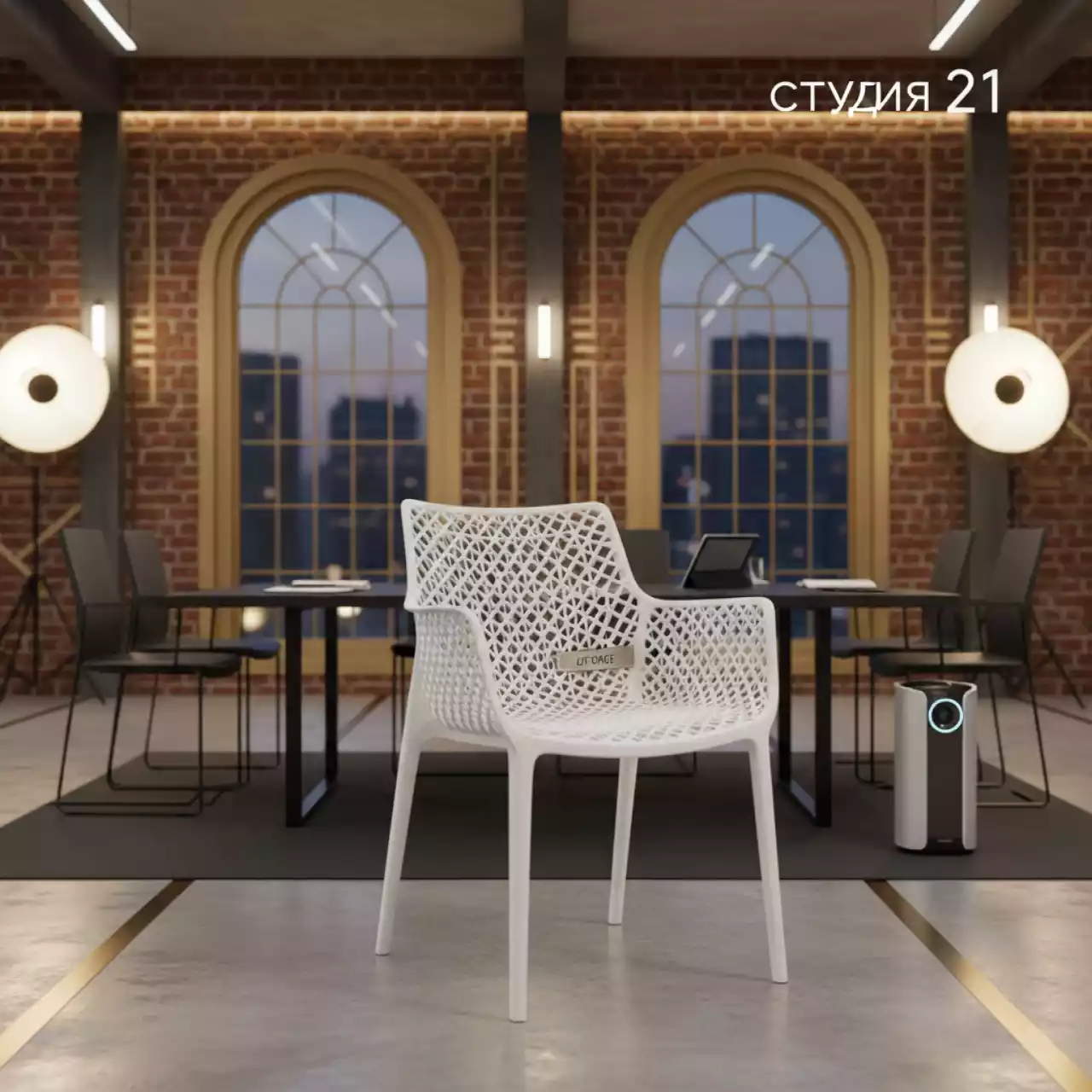 Аренда Стул плетеный пластиковый белый Verona в лофте «Студия 21» — ART SPACE