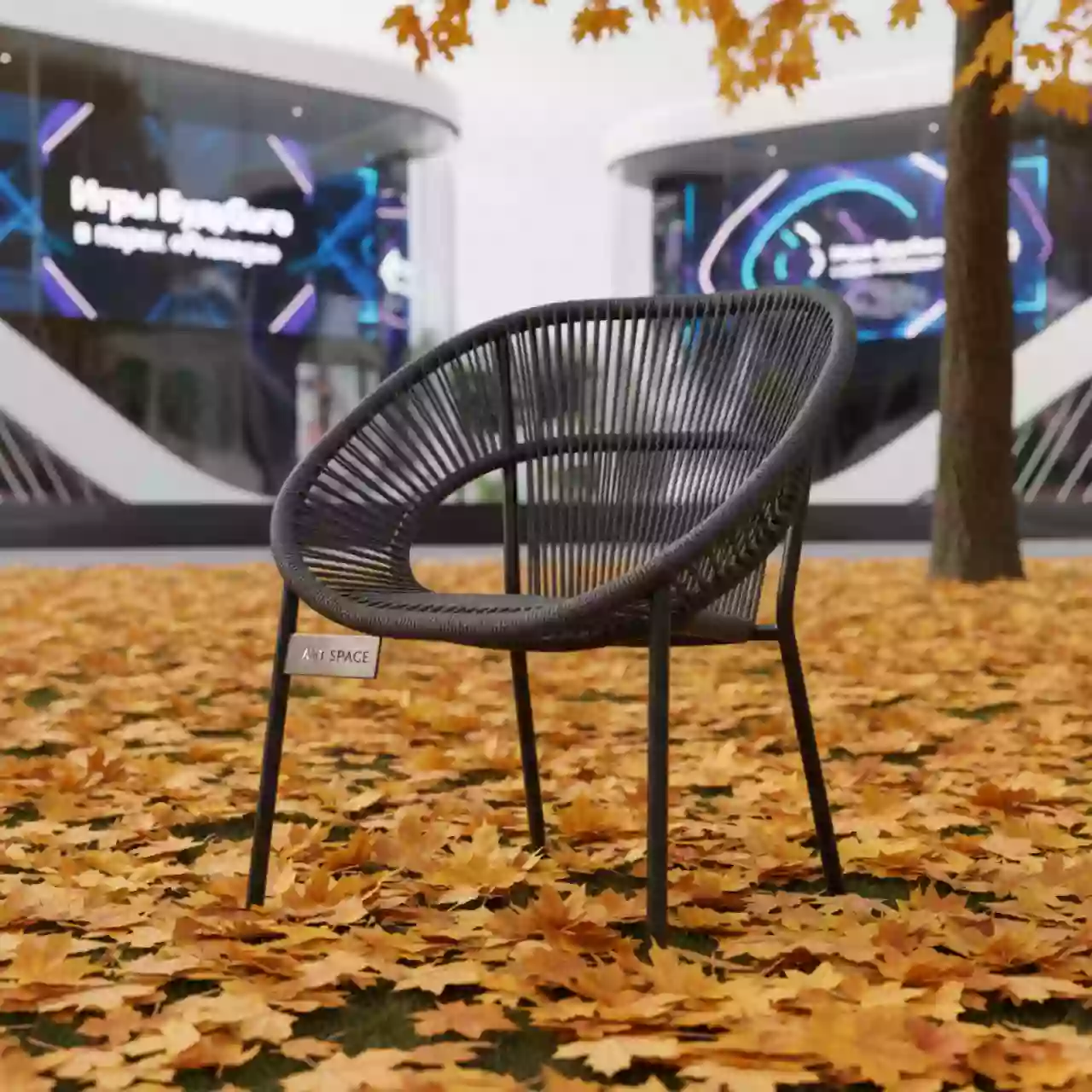Аренда Стул плетеный Женева темно серый круглая веревка в парке «Ривьера» — ART SPACE