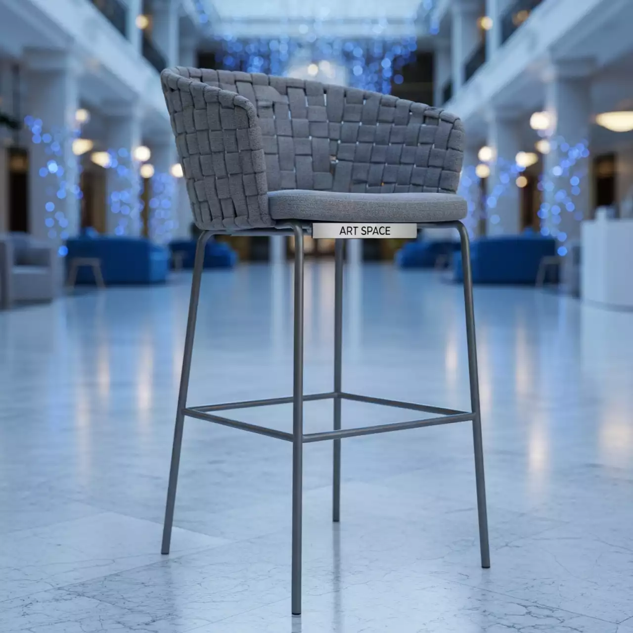 Аренда Стул полубарный Бордо плетение колос стальной каркас серый в отеле «Звездный» — ART SPACE