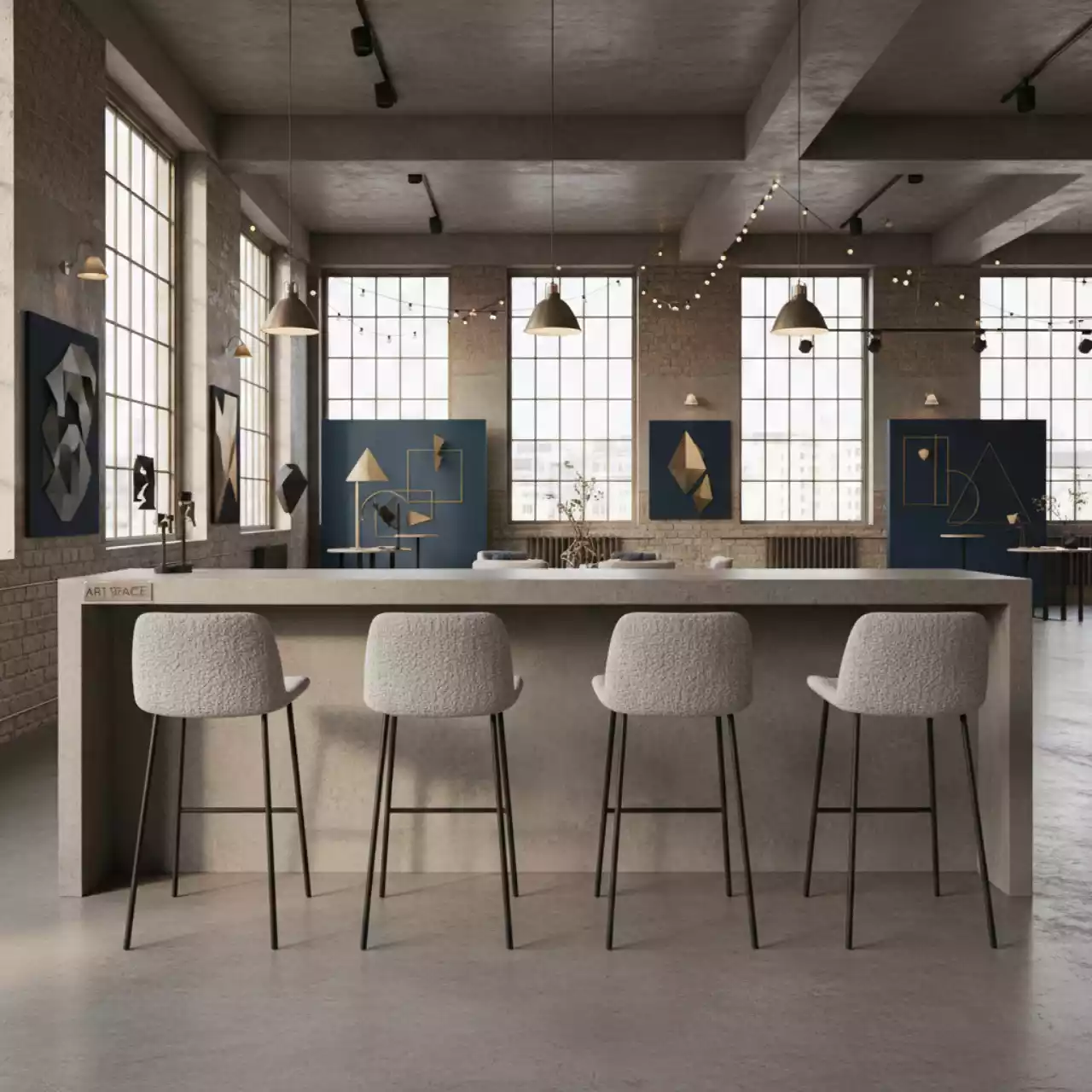 Аренда Стул полубарный Бриф DD букле светло серый в санатории «Октябрьский» — ART SPACE