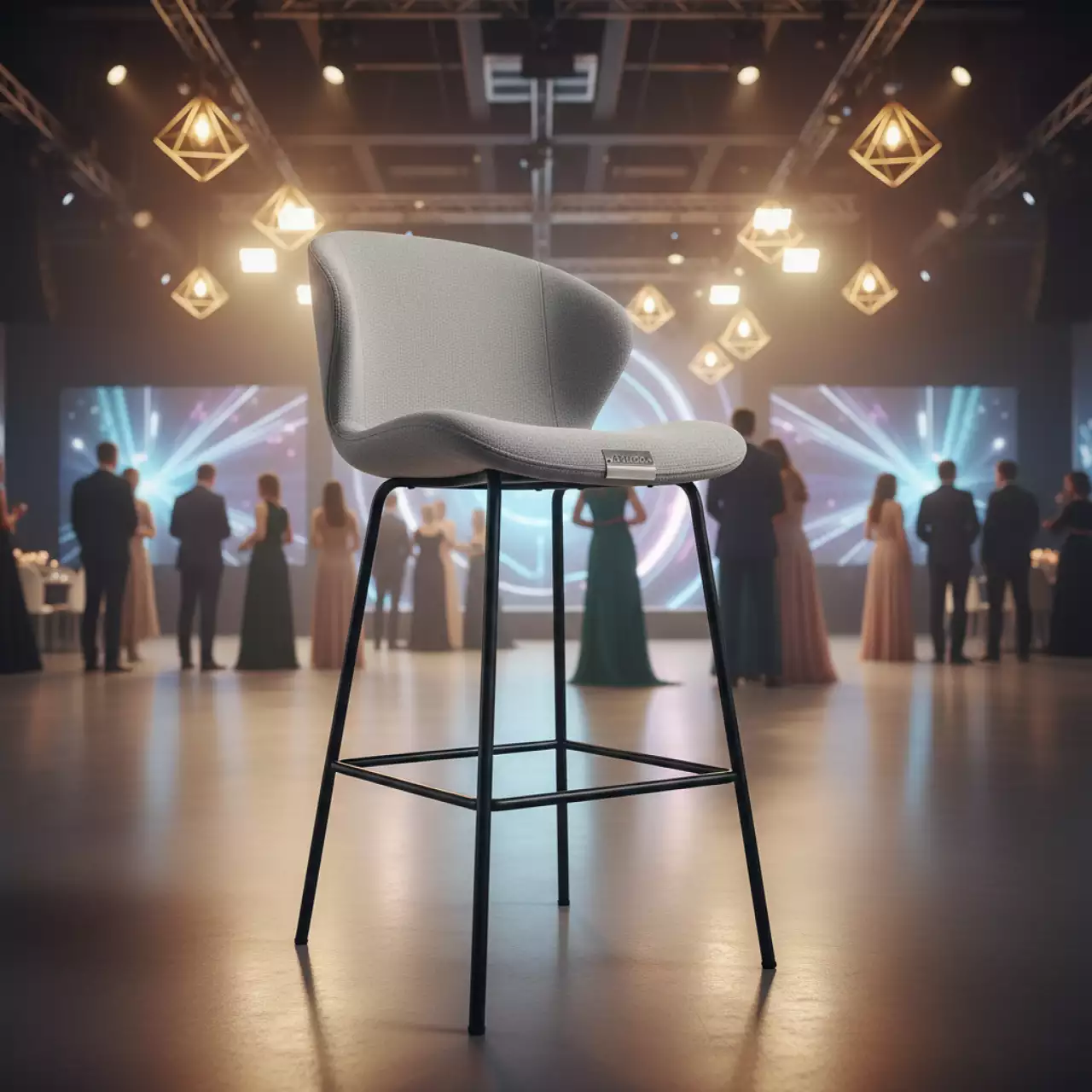 Аренда Стул полубарный букле светло серый Ханнингем в Alpha Sirius — ART SPACE