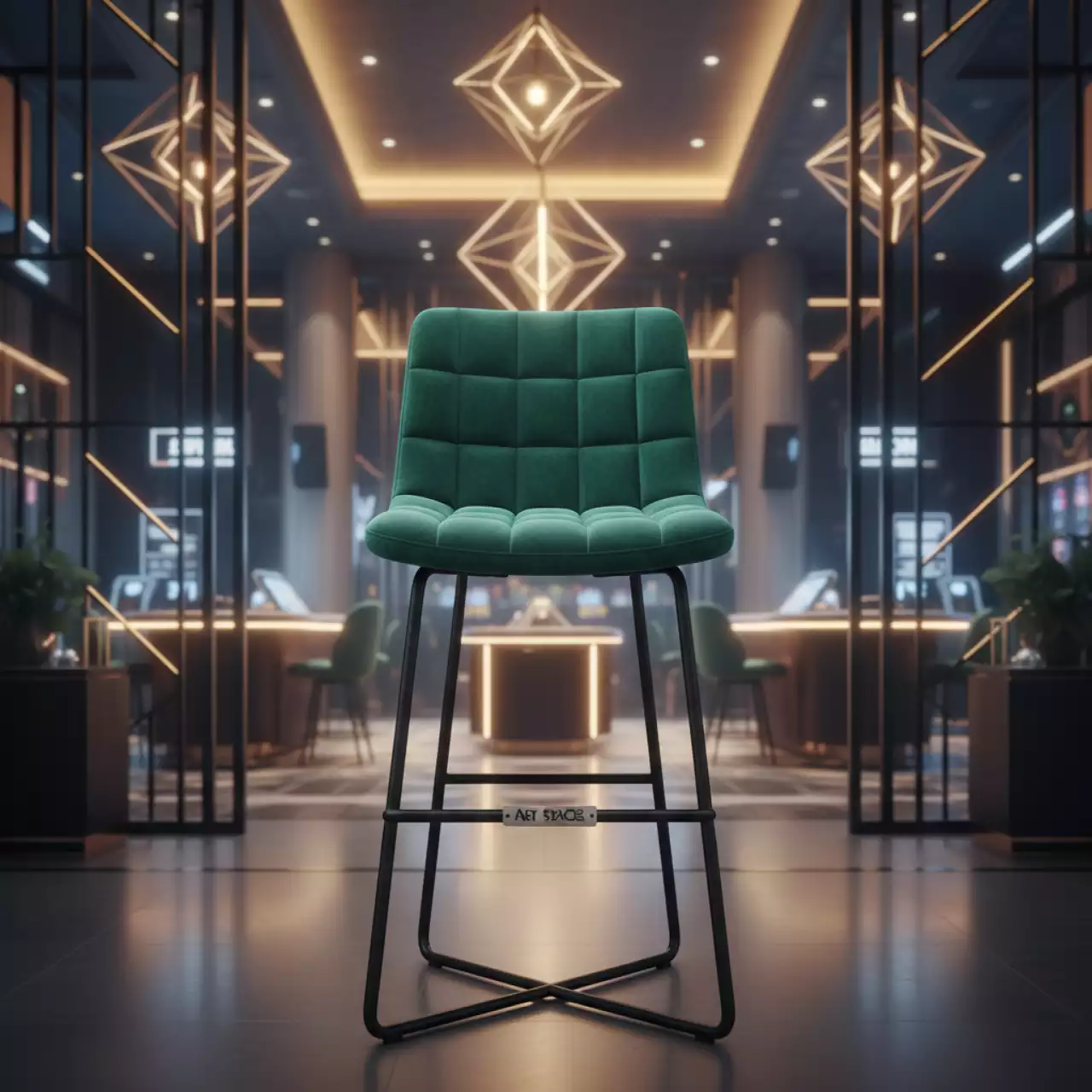 Аренда Стул полубарный Elis Bar cross square зеленый в казино «Сочи» — ART SPACE