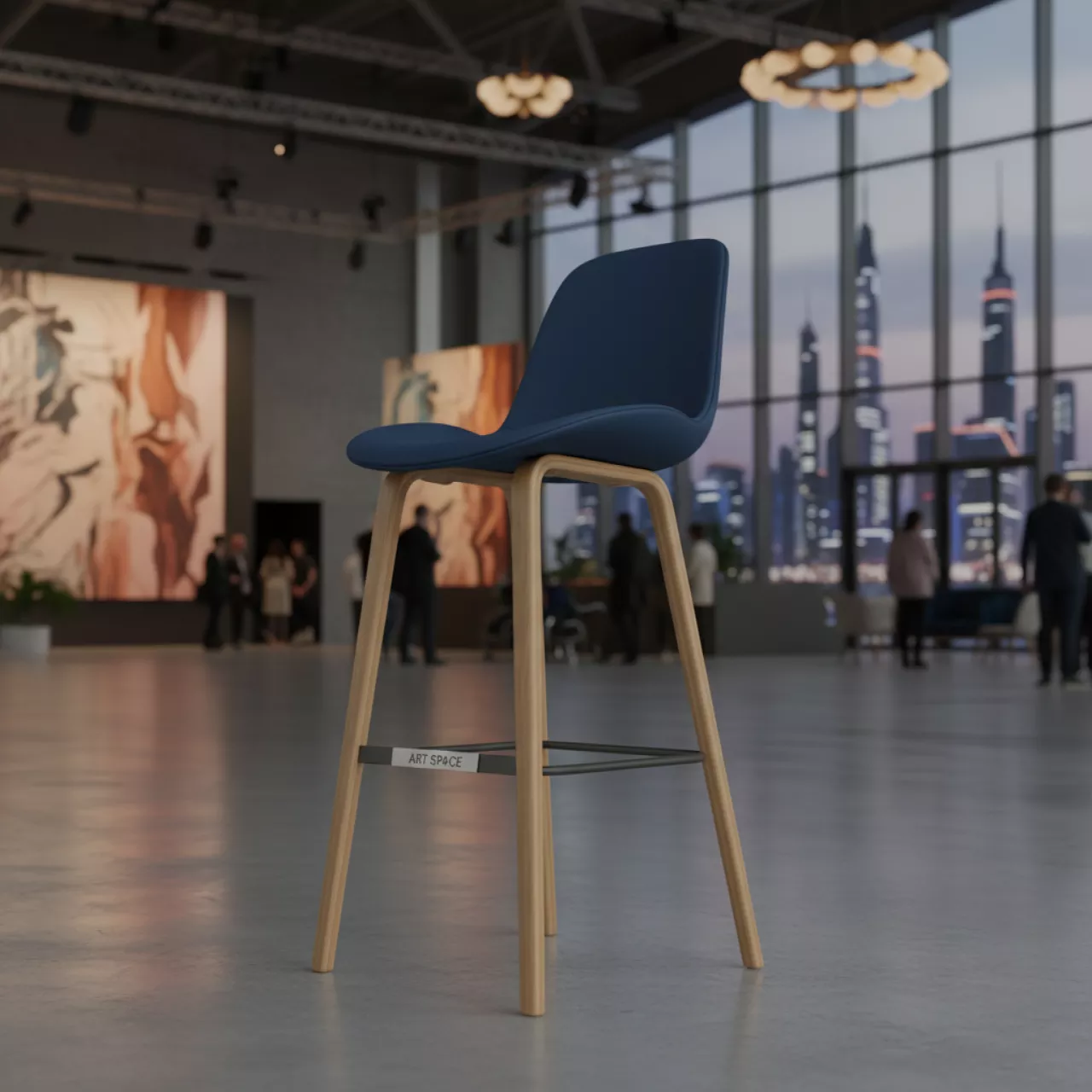 Аренда Стул полубарный голубой деревянный Такер в Cosmos Sochi Hotel — ART SPACE