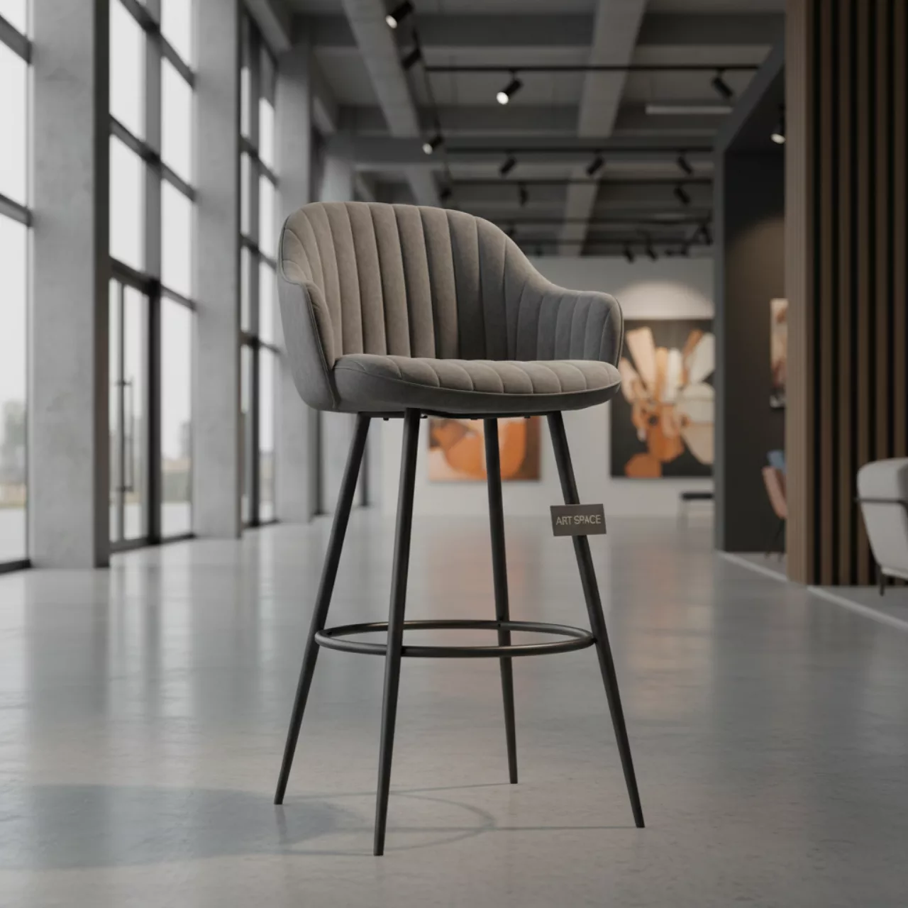 Аренда Стул полубарный Меган велюр серый в ОКЦ «Галактика» — ART SPACE