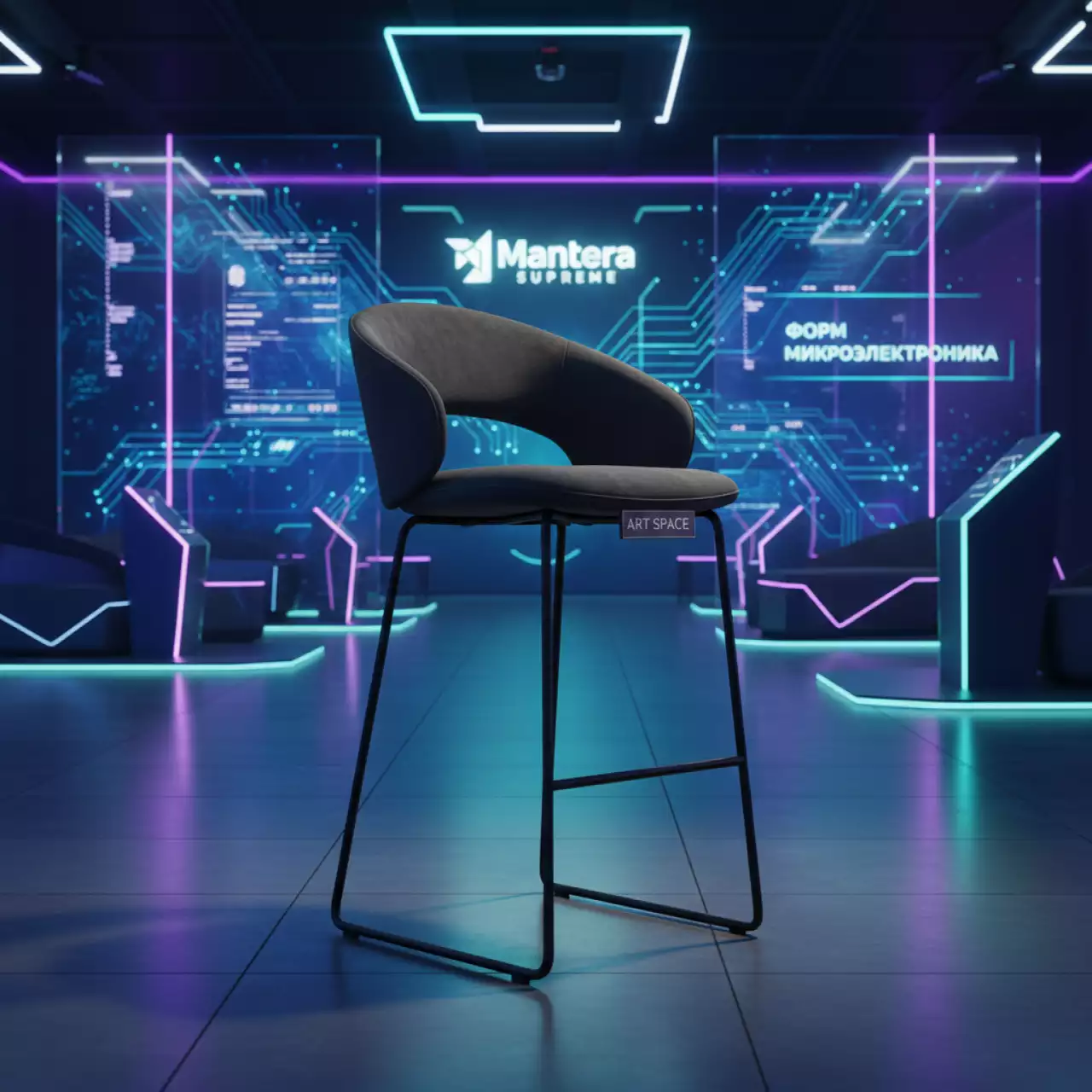 Аренда Стул полубарный Ollis велюр темно серый в Mantera Supreme — ART SPACE