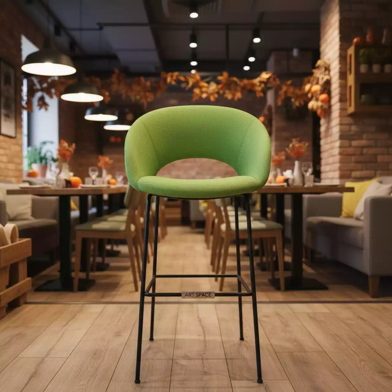 Аренда Стул полубарный Solar салатовый высота сиденья в ресторане «Сыроварня» — ART SPACE
