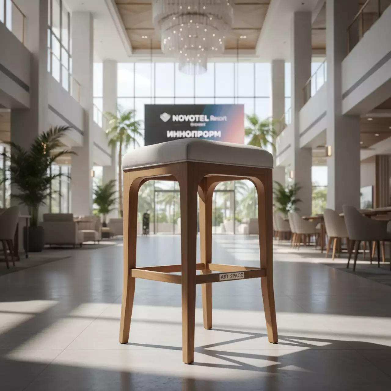 Аренда Стул полубарный светло серый деревянный Такер в Novotel Resort — ART SPACE