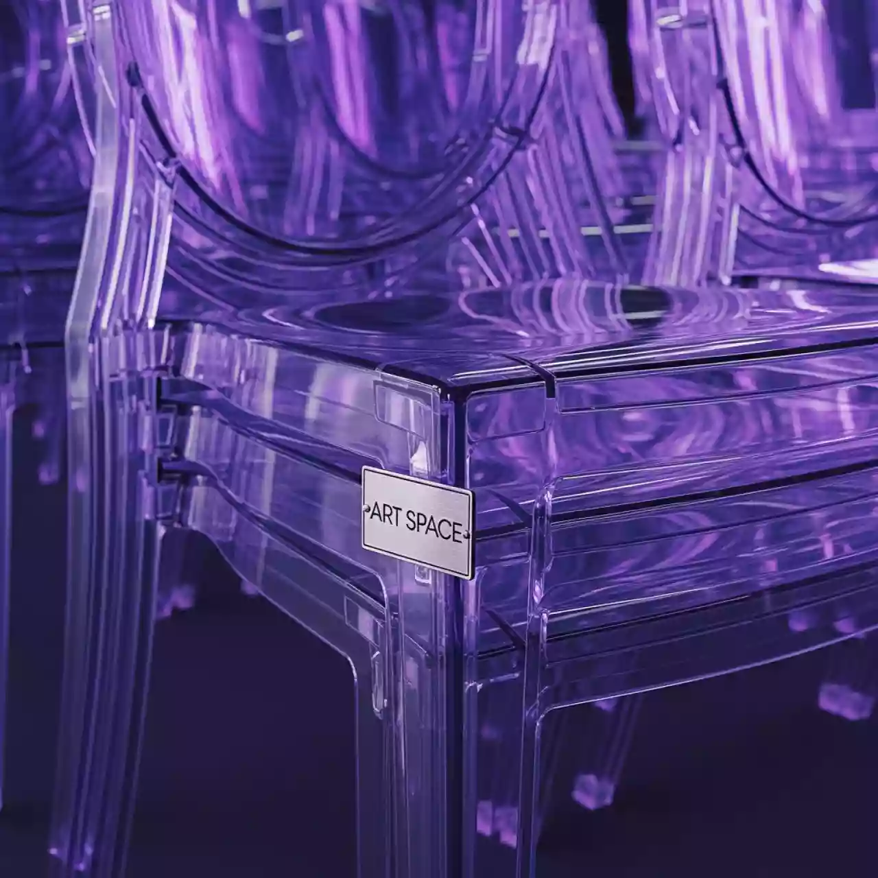 Аренда Стул прозрачный фиолетовый Masters на теплоходе «Дагомыс» — ART SPACE