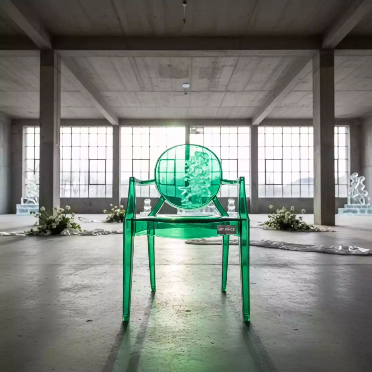 Аренда Стул прозрачный зеленый X Treme S в ледовом дворце «Роза Хутор» — ART SPACE