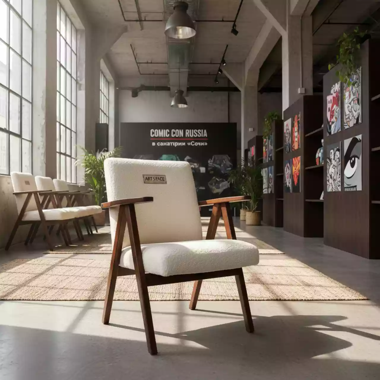 Аренда Стул раскладной Clack велюр Teddy буковый каркас морилка старинный орех в санатории «Сочи» — ART SPACE