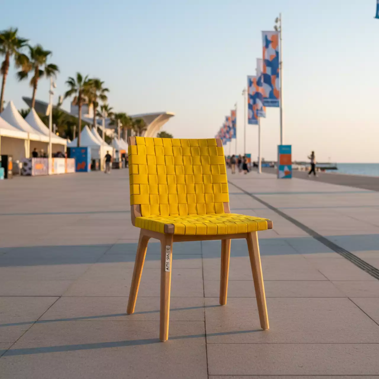 Аренда Стул Ronda желтая рогожка ножки бук на Имеретинской набережной — ART SPACE