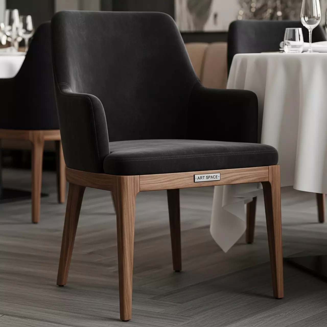 Аренда Стулy велюр Novus старинный орех в ресторане «Магеллан» — ART SPACE