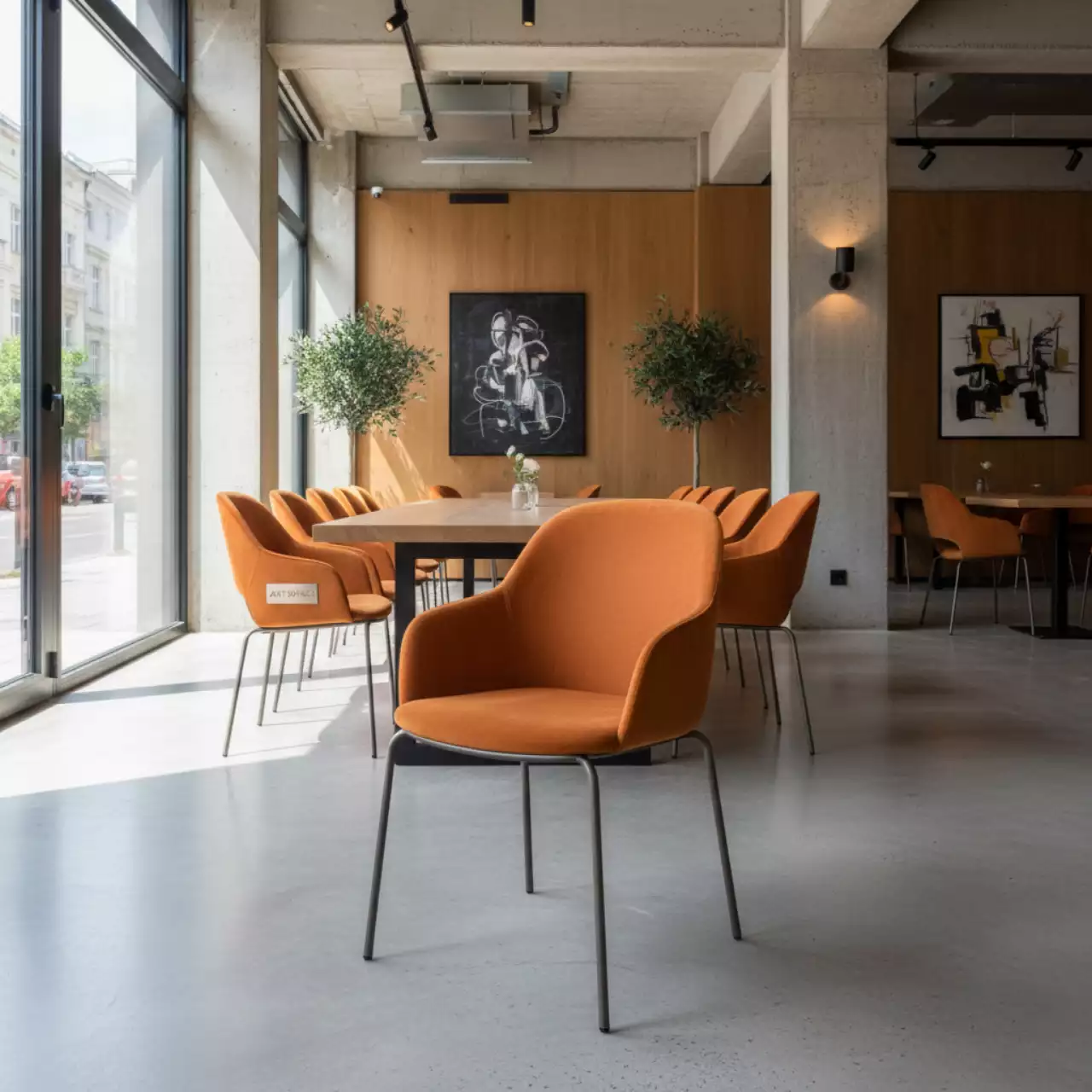 Аренда Стул РУФФО дымчатый тыквенная бархатная подушка в ресторане «Sanremo» — ART SPACE