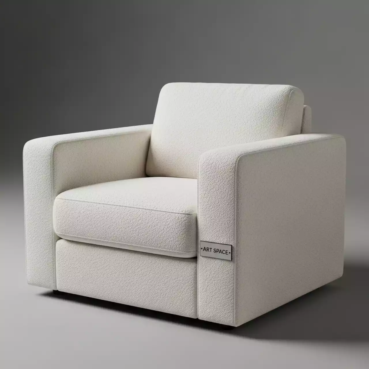 Аренда Стул с подлокотниками Кози ткань букле молочный в Skypark Sochi — ART SPACE