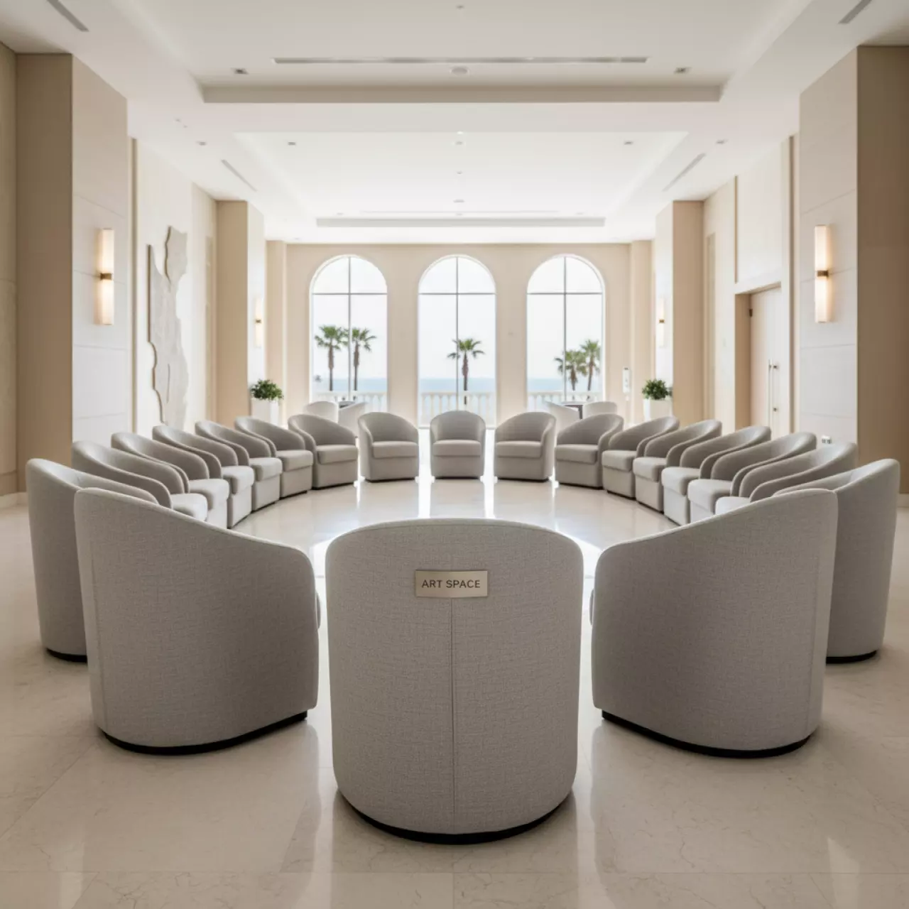 Аренда Стул с подлокотниками Моллек букле светло серый в отеле Hyatt Regency Sochi — ART SPACE