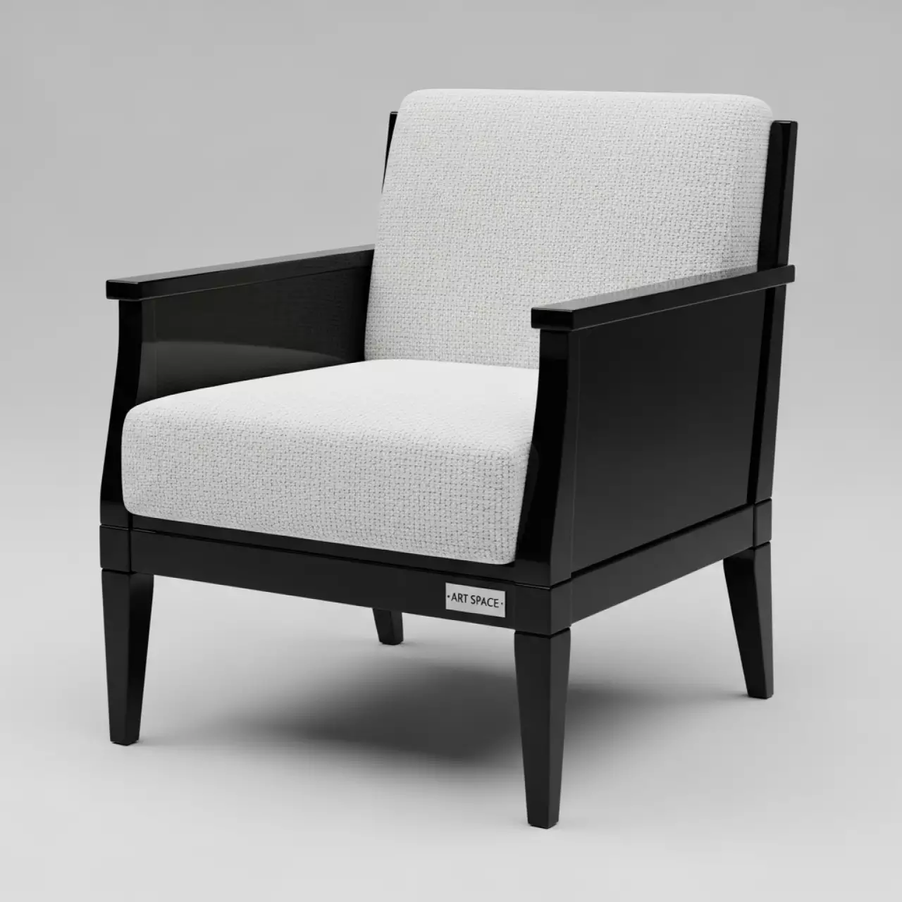 Аренда Стул с подлокотниками широкое сиденье жаккард санта белый каркас черный глянец в Университете «Сириус» — ART SPACE