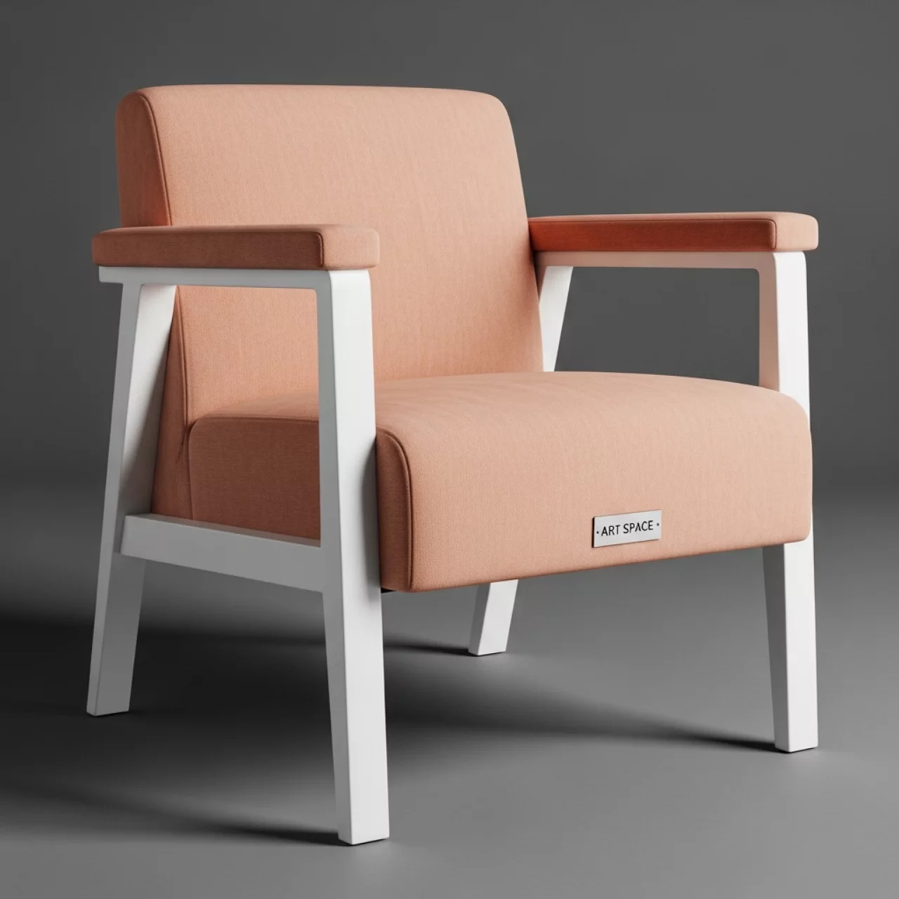 Аренда Стул с подлокотниками Вайд каркас белый велюр персиковый в ресторане «Voda» — ART SPACE