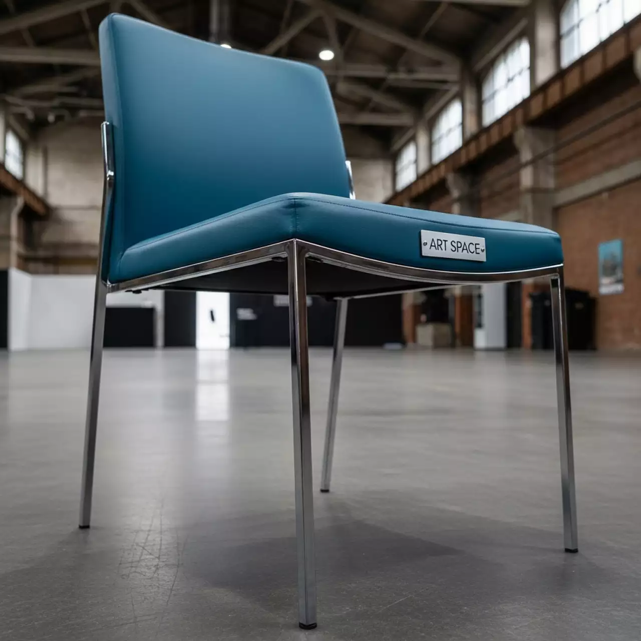 Аренда Стул Саф Ина каркас серебро экокожа синий в этно-парке «Моя Россия» — ART SPACE