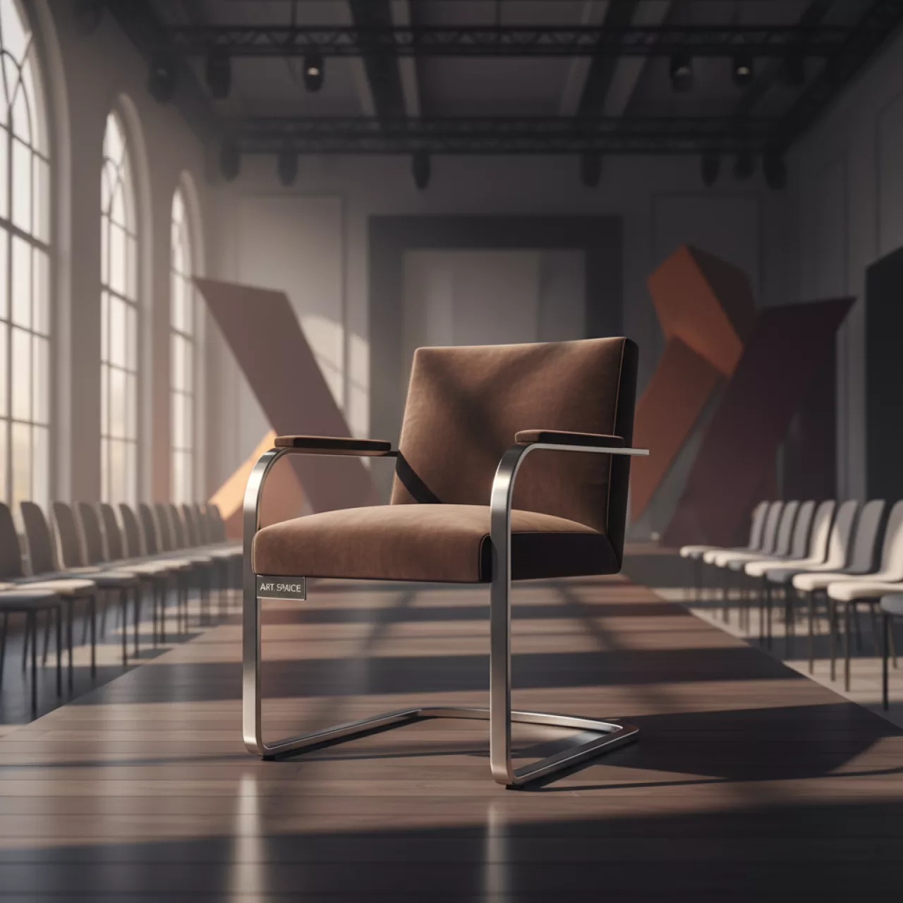 Аренда Стул Саф Ина темно коричневый каркас серебристый в Radisson Collection Paradise — ART SPACE