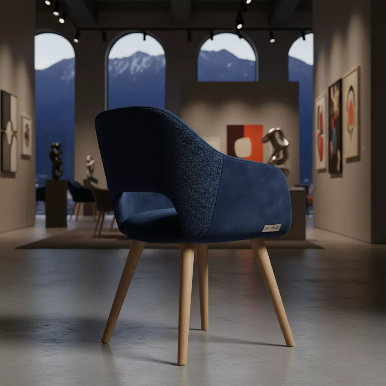 Аренда Стул Safir гобелен велюр Imperia dark blue ножки бук в ресторане «Высота 5642» — ART SPACE